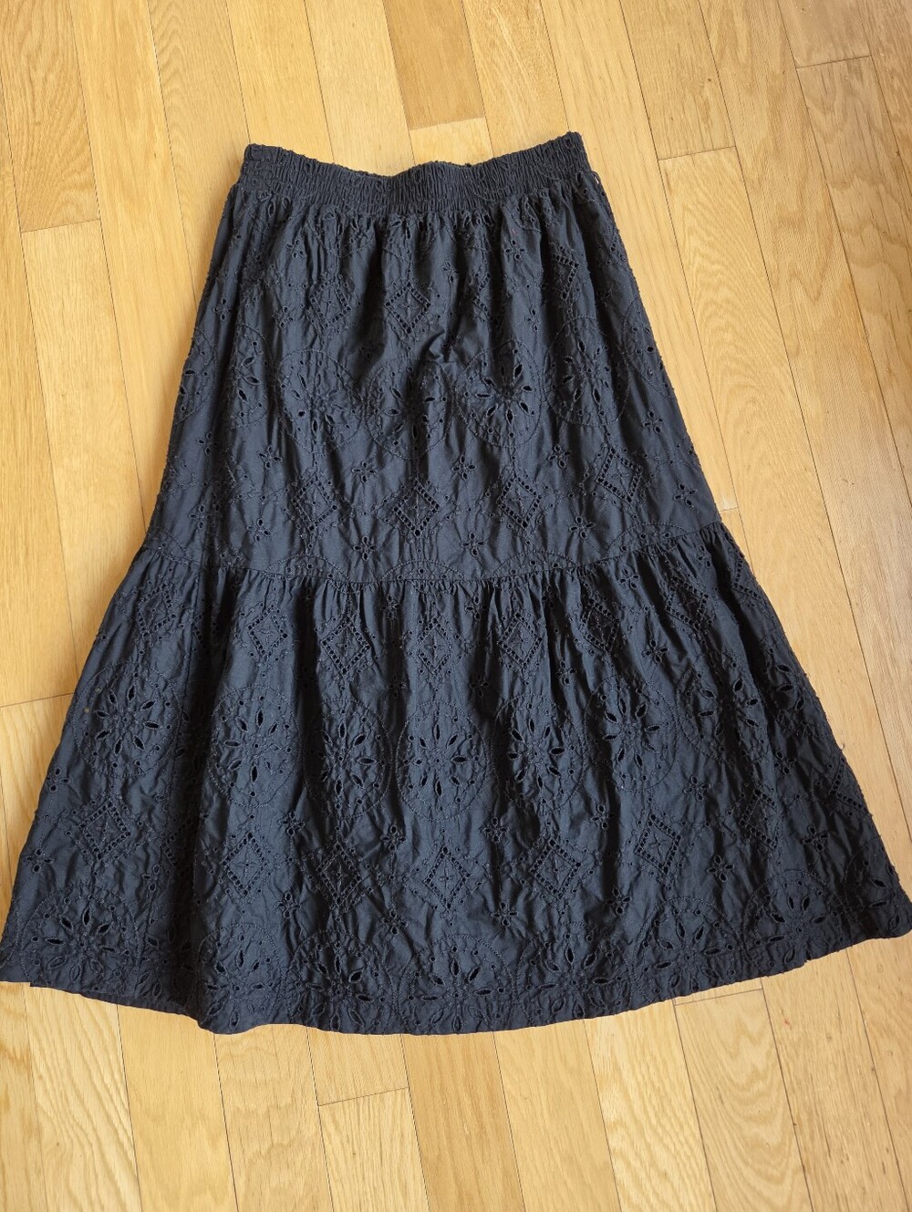 GAP Black Eyelet Tiered Maxi Skirt
